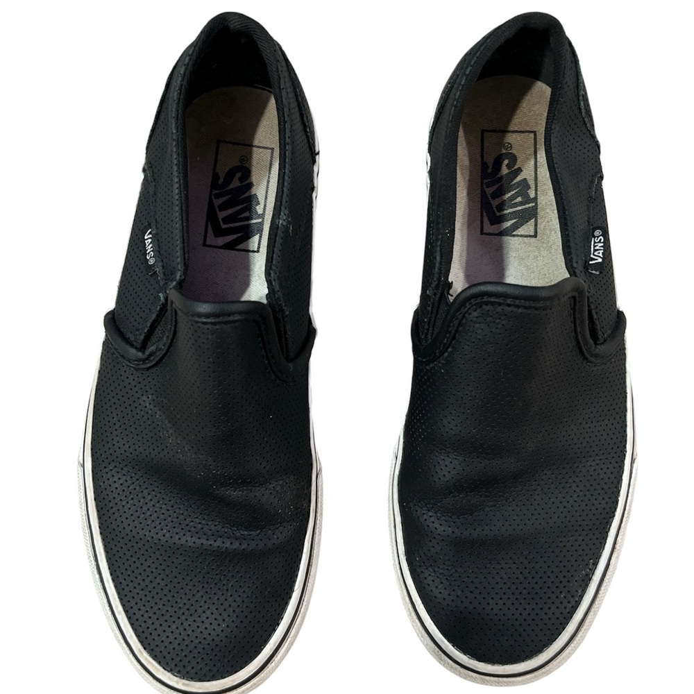 Vans Black Classic Slip-On Perf Leather Sneaker - Women’s
